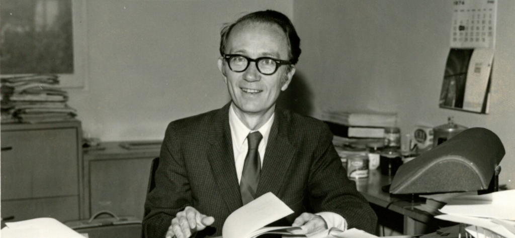 Theologian John B Cobb Jr. in his office in 1974