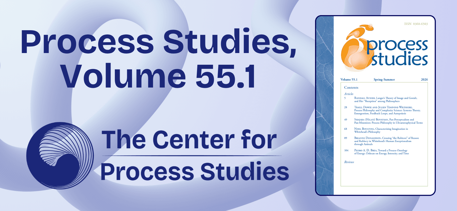 Process Studies journal volume 55, issue 1 | Center for Process Studies
